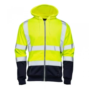 Hi Vis 2 Tone Hooded Zipped Sweatshirt