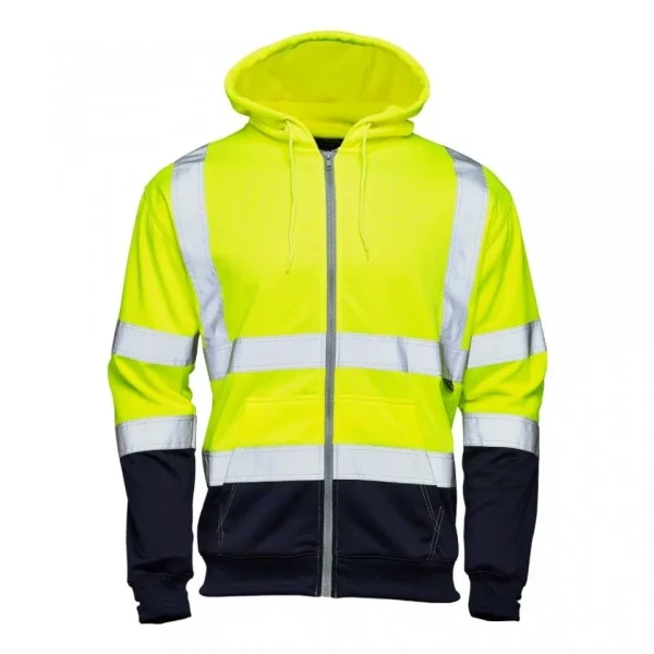 Hi Vis 2 Tone Hooded Zipped Sweatshirt