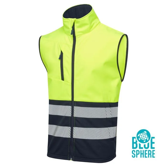 Essentials Hi Vis Eco Coolair 2 Tone Yellow/Navy Softshell Gilet
