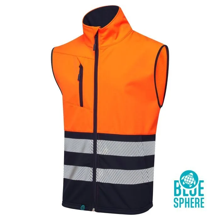 Essentials Hi Vis Eco Coolair 2 Tone Orange/Navy Softshell Gilet