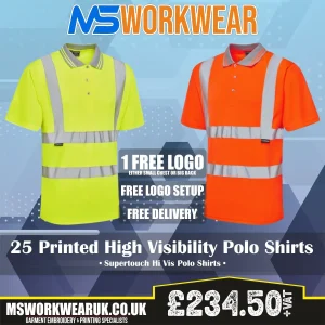 25 Printed Supertouch Hi Vis Polo Shirts