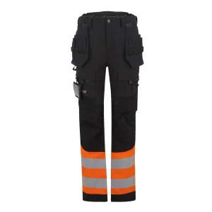 Regatta Hi-Vis X-Pro Stretch Holster Trousers Black/Orange (Class 1)